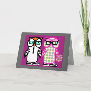 Funny Hipster Owls Happy Anniversary Card Karte