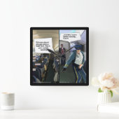 Funny Hipster Pilot Wall Clock Quadratische Wanduhr (Zuhause)
