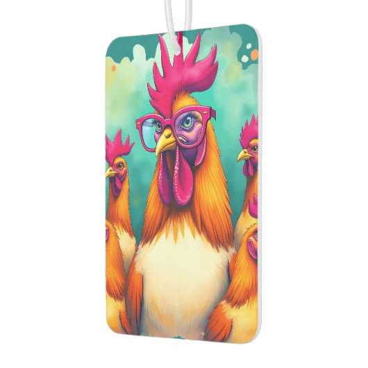 Funny Hipster Réoster Retro Pop Kunst, Dichtung un Autolufterfrischer (Links)