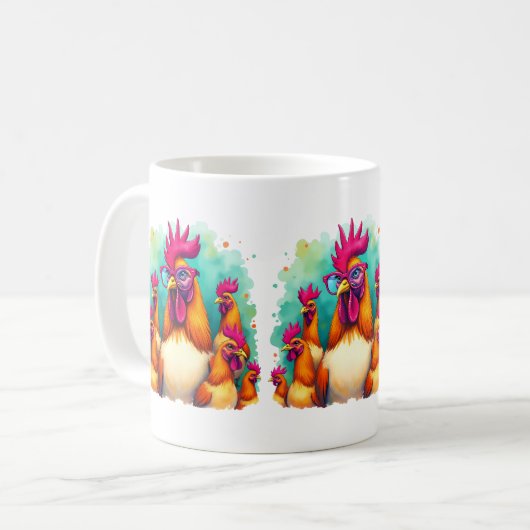 Funny Hipster Réoster Retro Pop Kunst, Dichtung un Kaffeetasse (Vorderseite Links)