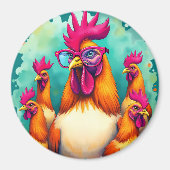 Funny Hipster Réoster Retro Pop Kunst, Dichtung un Magnet (Vorne)