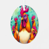 Funny Hipster Réoster Retro Pop Kunst, Dichtung un Ornament Aus Metall (Vorderseite links)