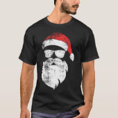 Funny Hipster Santa Face mit Hut-Bart-Brille T-Shirt (Vorderseite)
