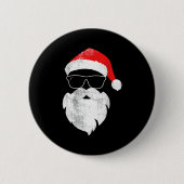 Funny Hipster Santa Face With Hat Beard &amp; Gles Button (Vorderseite)