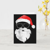 Funny Hipster Santa Face With Hat Beard &amp; Gles Karte (Gelbe Blume)
