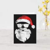 Funny Hipster Santa Face With Hat Beard & Gles Karte (Gelbe Blume)