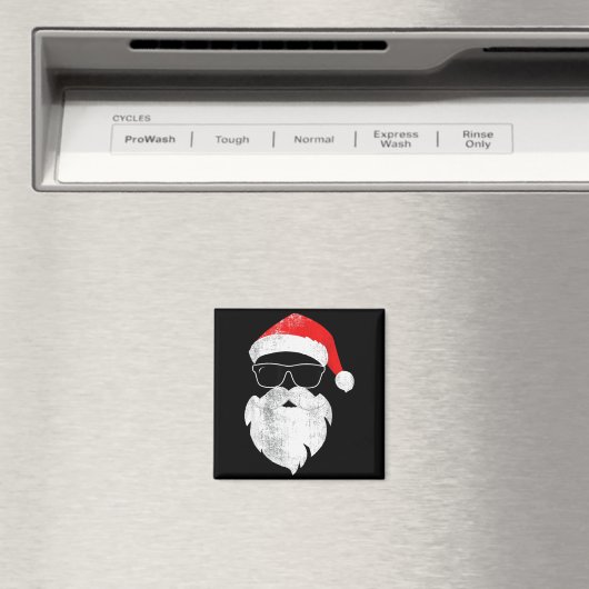 Funny Hipster Santa Face With Hat Beard &amp; Gles Magnet (In Situ (Geschirrspüler))
