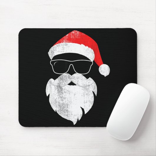 Funny Hipster Santa Face With Hat Beard & Gles Mousepad (Mit Mouse)