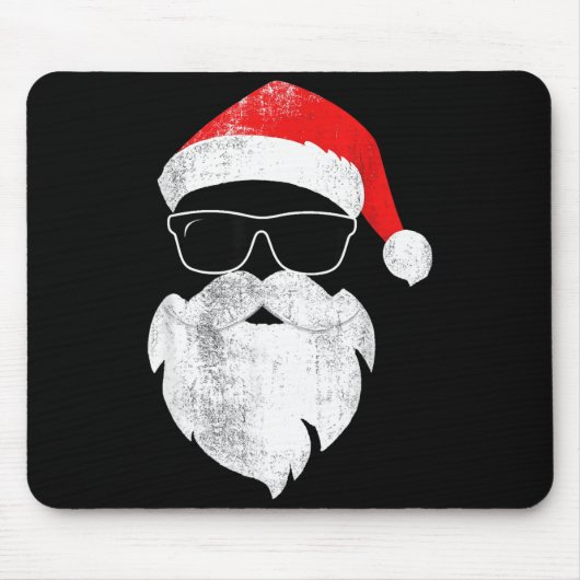 Funny Hipster Santa Face With Hat Beard &amp; Gles Mousepad (Vorne)