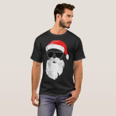 Funny Hipster Santa Face With Hat Beard & Gles T-Shirt (Vorne ganz)