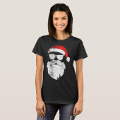 Funny Hipster Santa Face With Hat Beard &amp; Gles T-Shirt (Vorne ganz)
