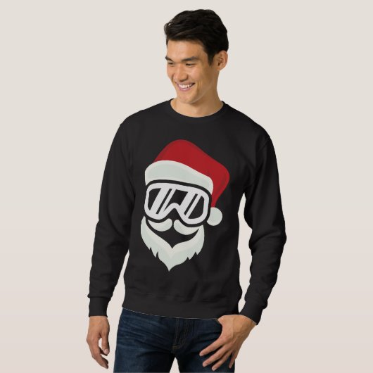Funny Hipster Santa mit Ski Goggles Snowboard Gif Sweatshirt (Vorne ganz)