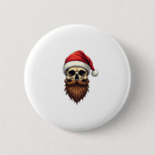 Funny Hipster Santa Skull Face With Hat Beard Chri Button (Vorderseite)