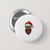 Funny Hipster Santa Skull Face With Hat Beard Chri Button (Vorne & Hinten)