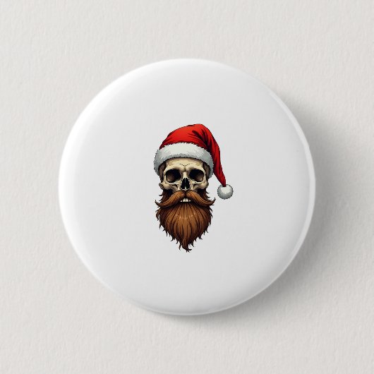 Funny Hipster Santa Skull Face With Hat Beard Chri Button (Vorderseite)