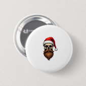 Funny Hipster Santa Skull Face With Hat Beard Chri Button (Vorne & Hinten)