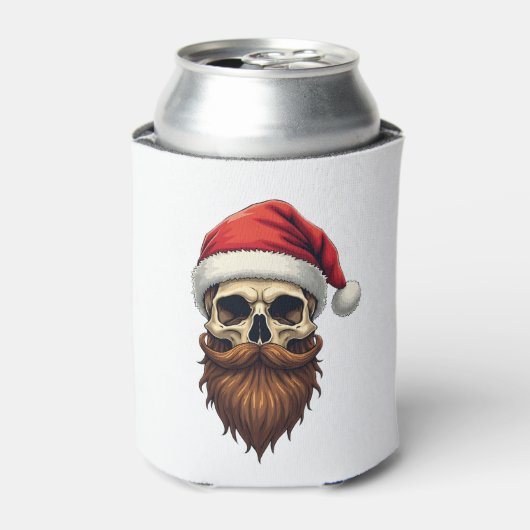 Funny Hipster Santa Skull Face With Hat Beard Chri Dosenkühler (Kanne Vorderseite)