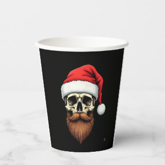 Funny Hipster Santa Skull Face With Hat Beard Chri Pappbecher