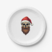 Funny Hipster Santa Skull Face With Hat Beard Chri Pappteller (Vorderseite)