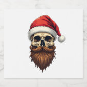 Funny Hipster Santa Skull Face With Hat Beard Chri Schaumweinetikett (Einzelnes Label)