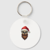 Funny Hipster Santa Skull Face With Hat Beard Chri Schlüsselanhänger (Vorderseite)