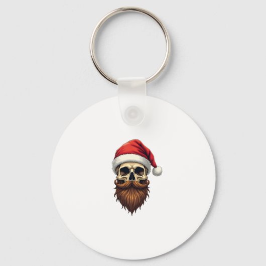 Funny Hipster Santa Skull Face With Hat Beard Chri Schlüsselanhänger (Vorderseite)