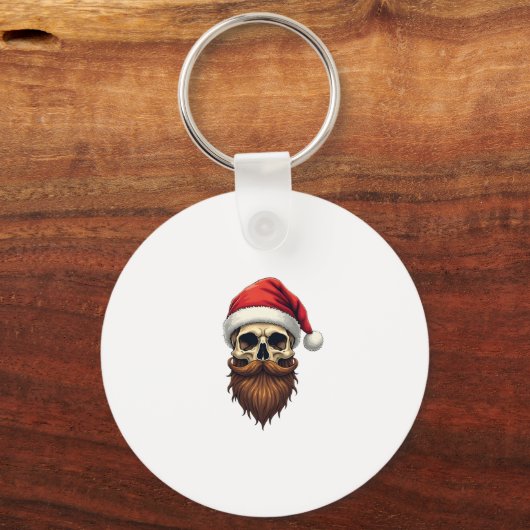 Funny Hipster Santa Skull Face With Hat Beard Chri Schlüsselanhänger (Vorderseite)