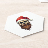 Funny Hipster Santa Skull Face With Hat Beard Chri Untersetzer (angewinkelt)