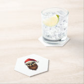 Funny Hipster Santa Skull Face With Hat Beard Chri Untersetzer (Vor Ort)