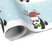Funny Hipster Weihnachten Panda mit Geweih Geschenkpapier (Rolleneckpunkt)