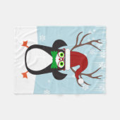 Funny Hipster Weihnachtspenguin mit Antlern Fleecedecke (Vorderseite (Horizontal))