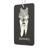Funny Hipster Wolf mit Black Tuxedo Personalisiert Autolufterfrischer (Links)