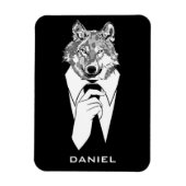 Funny Hipster Wolf mit Black Tuxedo Personalisiert Magnet (Vertikal)