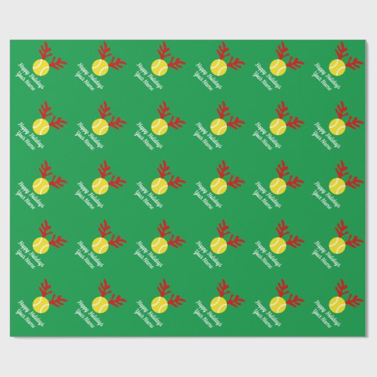 Funny Hirsche antler Tennisball Weihnachtsfeiertag Geschenkpapier (Flach)