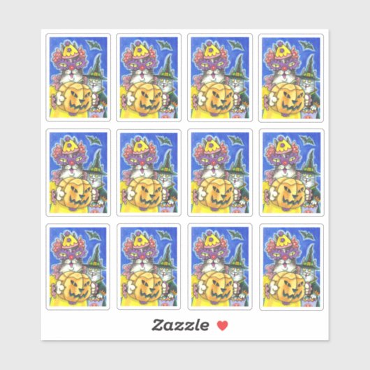 FUNNY HISS N' FITZ HALLOWEEN KATZTRICK ODER BEHAND AUFKLEBER (Blatt)