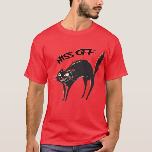 Funny Hiss Off, Funny Cat T-Shirt (Vorderseite)