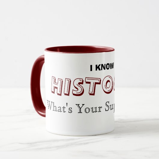 Funny Historian Tasse (Dunkelrot) (Vorderseite Links)