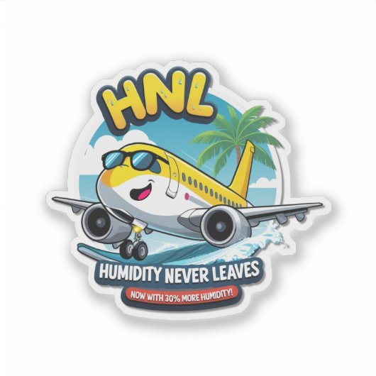 Funny HNL Airport Code Vinyl Aufkleber (Vorderseite)