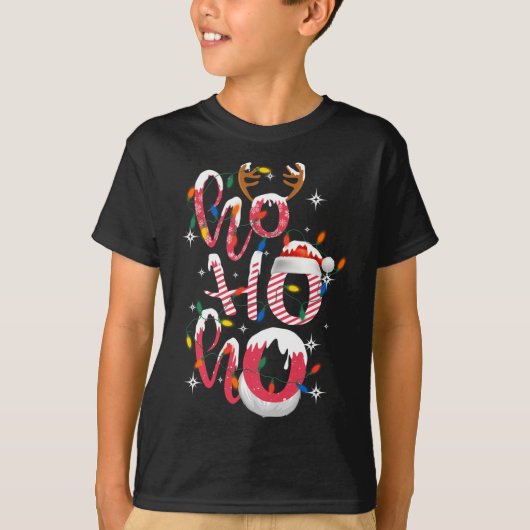 Funny Ho-Ho Candy Christmas Lights Weihnachtsmannm T-Shirt (Vorderseite)