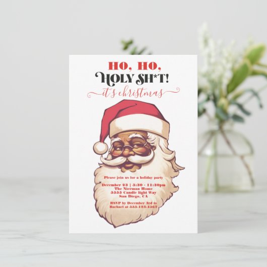 Funny Ho Ho Heiliger afrikanischer Weihnachtsmann Einladung (Stehend Vorderseite)