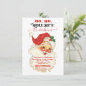 Funny Ho Ho Heiliger Retro Weihnachtsfest Party Einladung (Stehend Vorderseite)