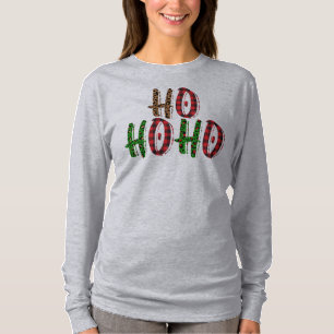 Funny Ho Ho Ho Buffalo Kariert Trendy Weihnachten T-Shirt
