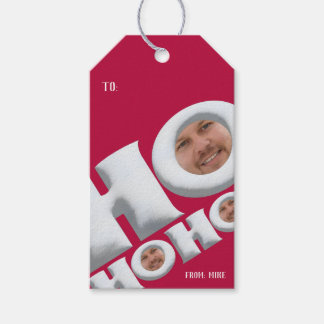 Funny “HO HO HO”Christmas Gift Tag with Your Photo Geschenkanhänger