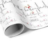 Funny Ho Ho Ho Heartbeat | Rentier-Weihnachtsmannm Geschenkpapier (Rolleneckpunkt)