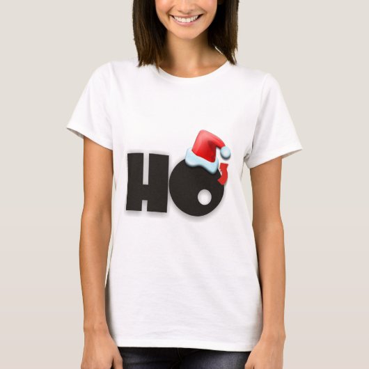Funny Ho Ho Ho Kubed Weihnachtsmannmütze T-Shirt (Vorderseite)