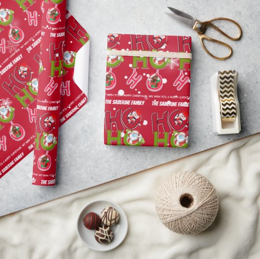 Funny HO HO HO Retro Christmas Festive Holidays  Geschenkpapier (Kunsthandwerk)