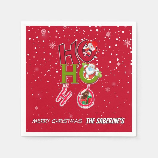 Funny HO HO HO Retro Christmas Holiday  Serviette (Vorderseite)