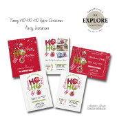 Funny HO HO HO Retro Christmas Party Dinner  Acryleinladungen