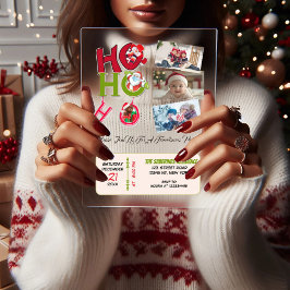 Funny HO HO HO Retro Christmas Party Family Photos Acryleinladungen