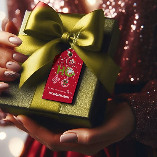 Funny HO HO HO Retro Weihnachtsfeiertag Geschenkanhänger